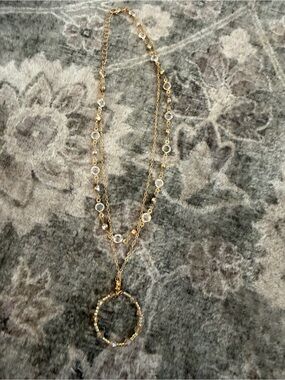CENTRED Double Chain Gold Pendant Necklace